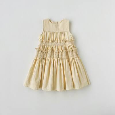 Dječja haljina Korejska dječja odjeća Majica bez rukava Haljina za djevojčice Ljeto 2024 Nova dječja torta Princeza haljina