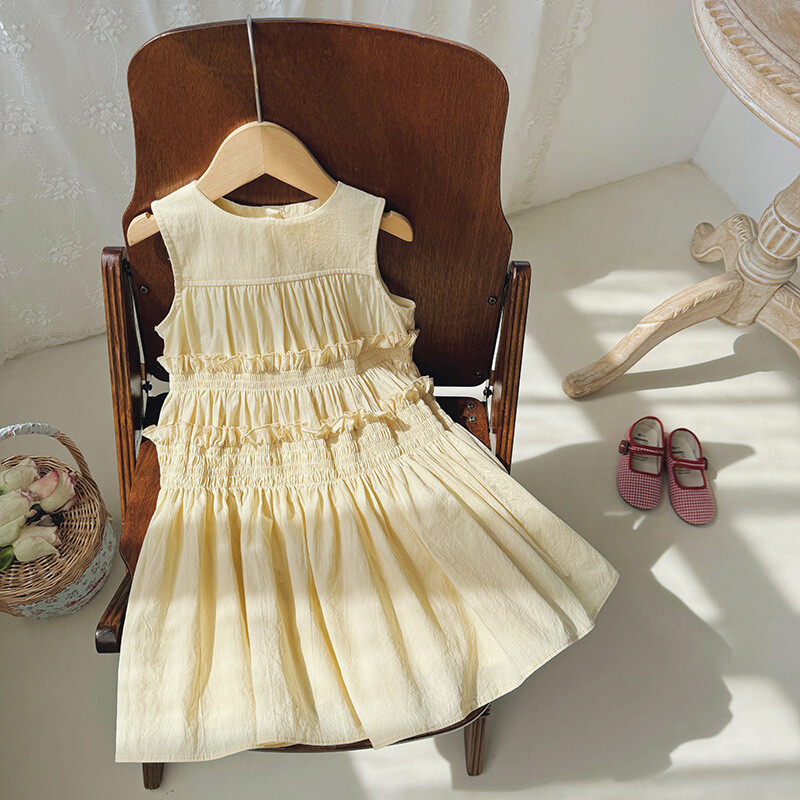 Dječja haljina Korejska dječja odjeća Majica bez rukava Haljina za djevojčice Ljeto 2024 Nova dječja torta Princeza haljina