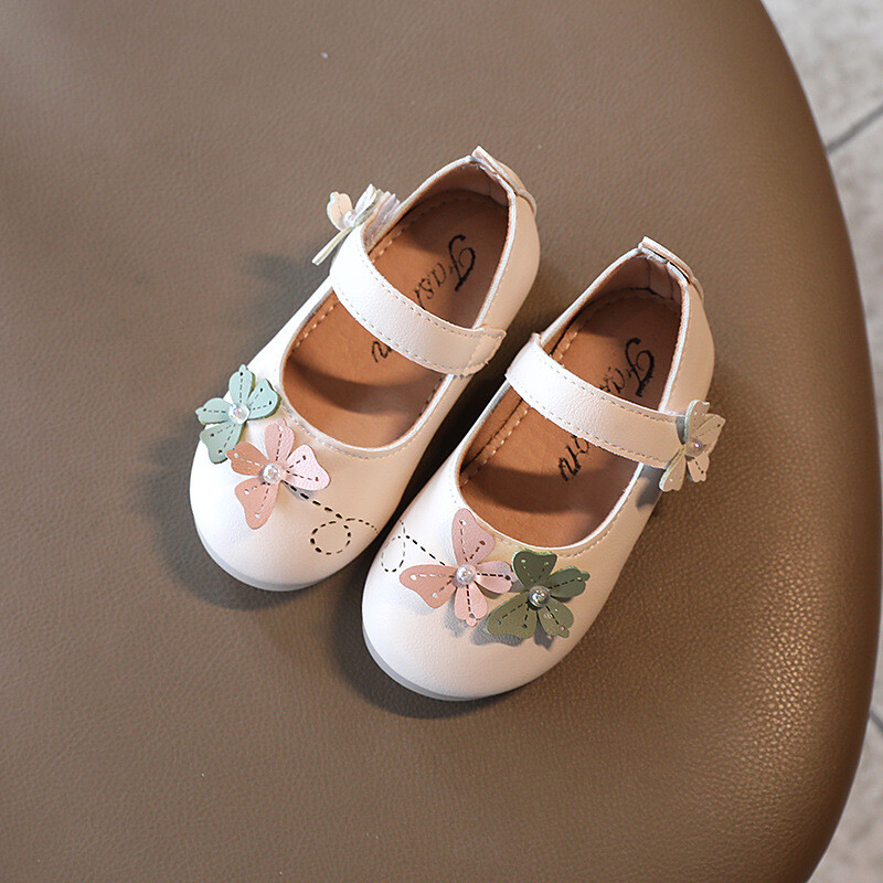 Bež ružičaste dječje cipele za princezu s leptirima Dječje kožne cipele s mekim dnom Jednostruke cipele za ples za djevojčice Chaussure Fille
