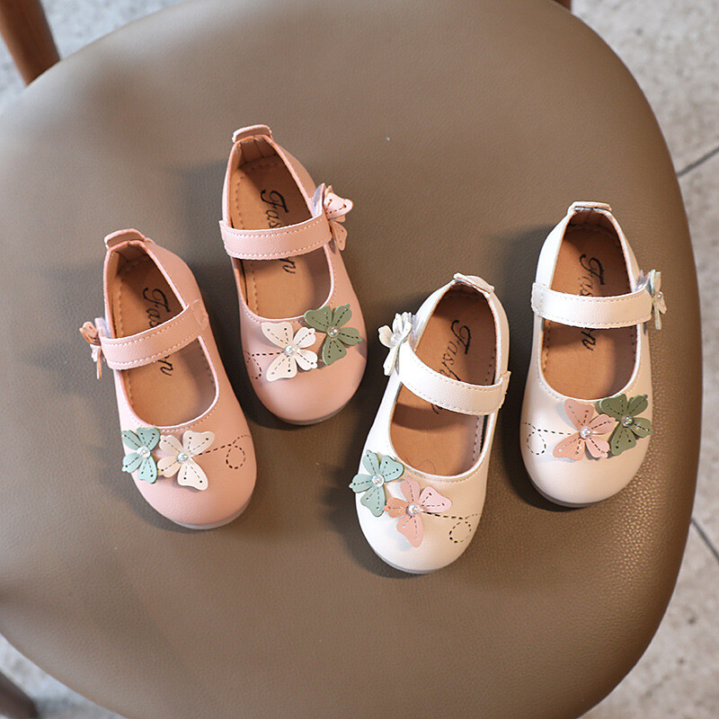 Bež ružičaste dječje cipele za princezu s leptirima Dječje kožne cipele s mekim dnom Jednostruke cipele za ples za djevojčice Chaussure Fille