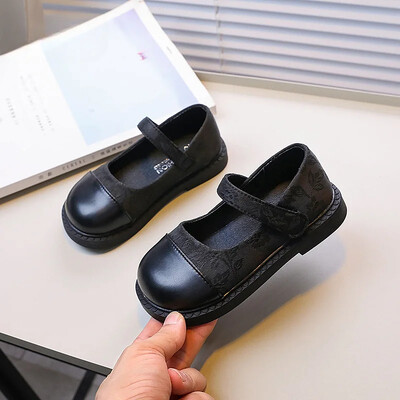 2024. aasta uued laste nahast kingad, madalad elegantsed tüdrukute printsessikingad libisemiskindlad põhjuslikud lastekorterid, kevad-sügismood.