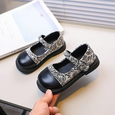 2024. aasta uued laste nahast kingad, madalad elegantsed tüdrukute printsessikingad libisemiskindlad põhjuslikud lastekorterid, kevad-sügismood.