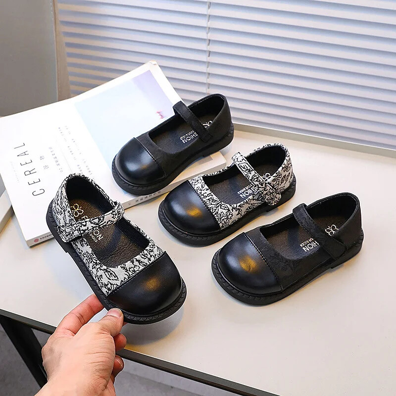 2024. aasta uued laste nahast kingad, madalad elegantsed tüdrukute printsessikingad libisemiskindlad põhjuslikud lastekorterid, kevad-sügismood.