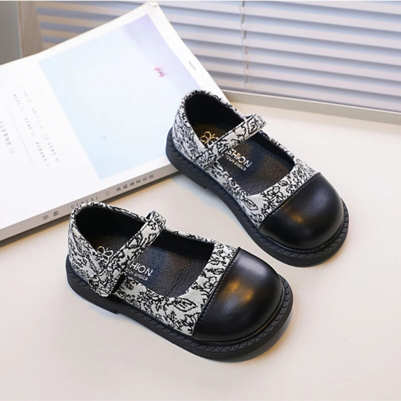 2024. aasta uued laste nahast kingad, madalad elegantsed tüdrukute printsessikingad libisemiskindlad põhjuslikud lastekorterid, kevad-sügismood.