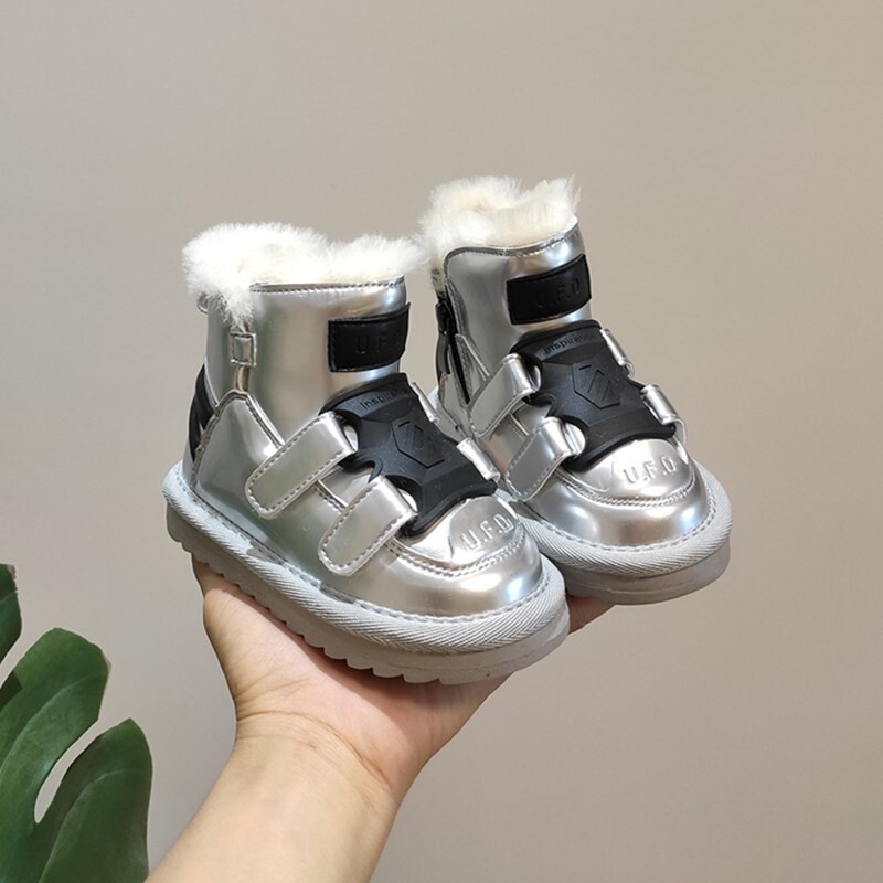 Uued Talvised Laste Lumesaapad Peegel Nahast Tüdrukute Saapad Veekindlad Libisemiskindlad Soojad Paksud Poiste Saapad Väikelaste Beebikingad