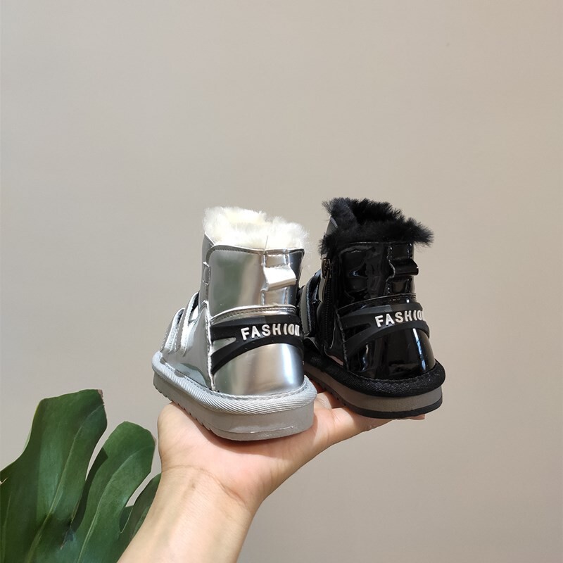Uued Talvised Laste Lumesaapad Peegel Nahast Tüdrukute Saapad Veekindlad Libisemiskindlad Soojad Paksud Poiste Saapad Väikelaste Beebikingad