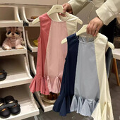 Ležerne haljine za djevojčice, korejske ljetne nove, modne prsluke koji blokiraju boje 2024., dječja odjeća s okruglim ovratnikom, jednostavna