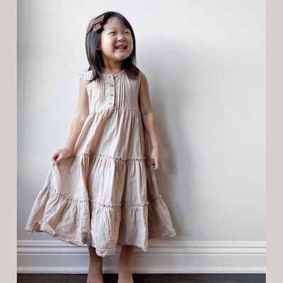 1-8 години Плажна рокля за момичета Летни уютни ленени памучни детски рокли за малки деца Бохемско облекло Детски дрехи