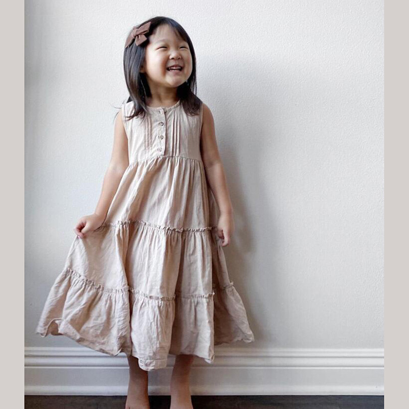 1-8 години Плажна рокля за момичета Летни уютни ленени памучни детски рокли за малки деца Бохемско облекло Детски дрехи