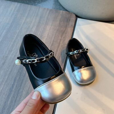 2024. aasta sügise uued laste nahast kingad tüdrukutele Moodsad Korea stiilis printsessi pehme põhjaga elegantsed pärlitest pulmakingad