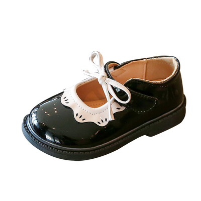 Tassel Bow Black/Burgundia tüdrukute nahast kingad kevadised ja sügisesed PU Princessi nahast kingad, suurus 21-35 Sandalias De Mujer