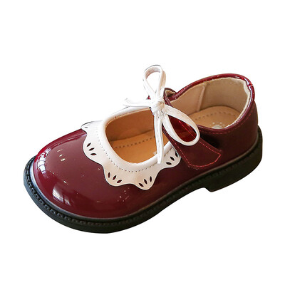 Tassel Bow Black/Burgundia tüdrukute nahast kingad kevadised ja sügisesed PU Princessi nahast kingad, suurus 21-35 Sandalias De Mujer