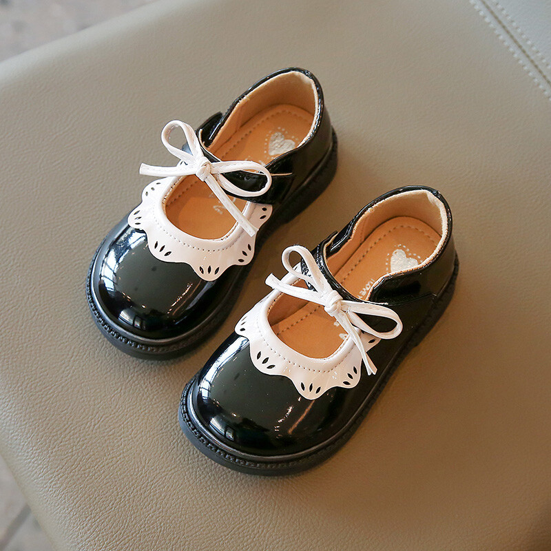 „Tassel Bow“ juodi/bordo spalvos odiniai mergaičių batai pavasariui ir rudeniui lauko PU Princess odiniai batai, 21-35 dydis Sandalias De Mujer