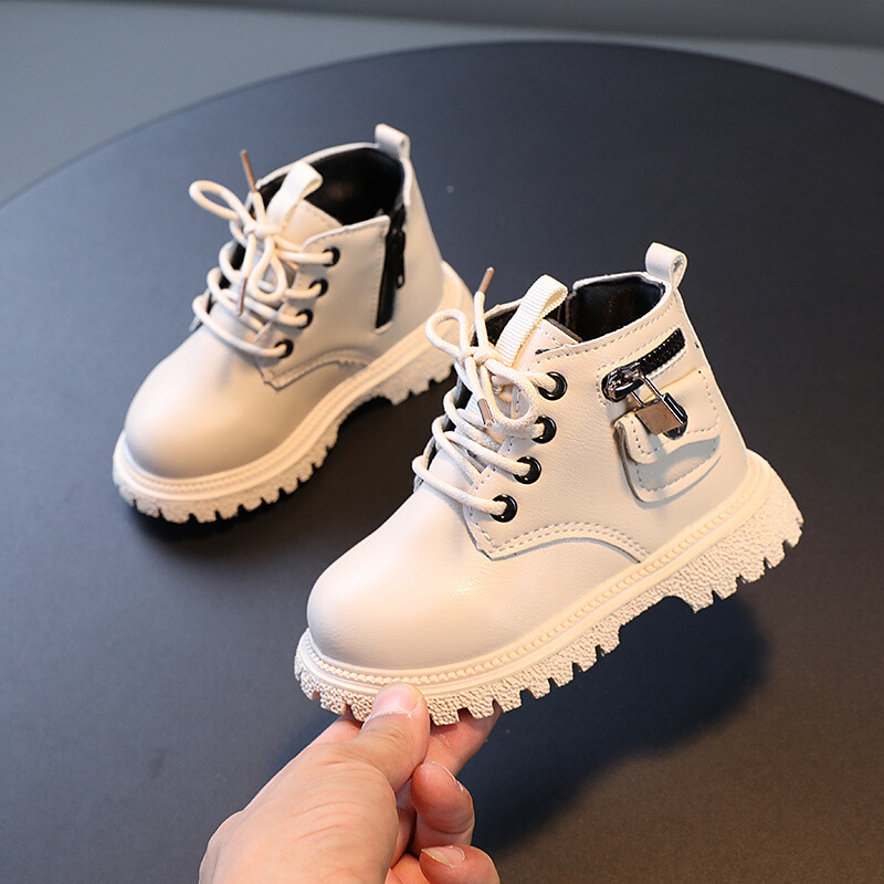 Dječje čizme u britanskom stilu za dječake, s okruglim prstima Svestrane školske čizme za djevojčice, modne uzročne dječje čizme s patentnim zatvaračem sa strane, dječje gležnjače