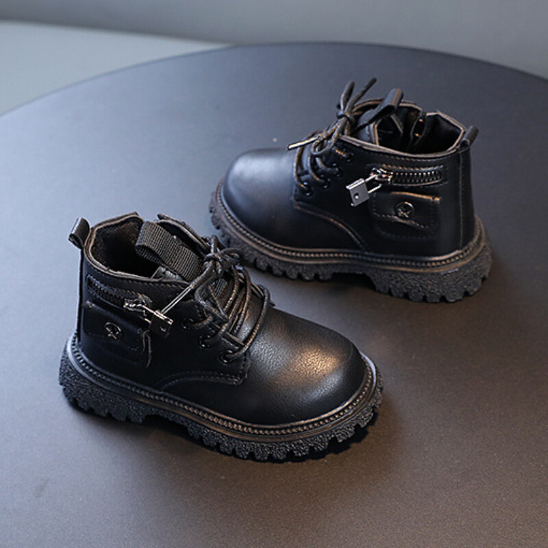 Dječje čizme u britanskom stilu za dječake, s okruglim prstima Svestrane školske čizme za djevojčice, modne uzročne dječje čizme s patentnim zatvaračem sa strane, dječje gležnjače