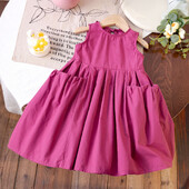 Рокля за момичета Детски дрехи Момичета Бебешки темперамент Рокля на принцеса без ръкави Лятна детска голяма пола Памучен сарафан