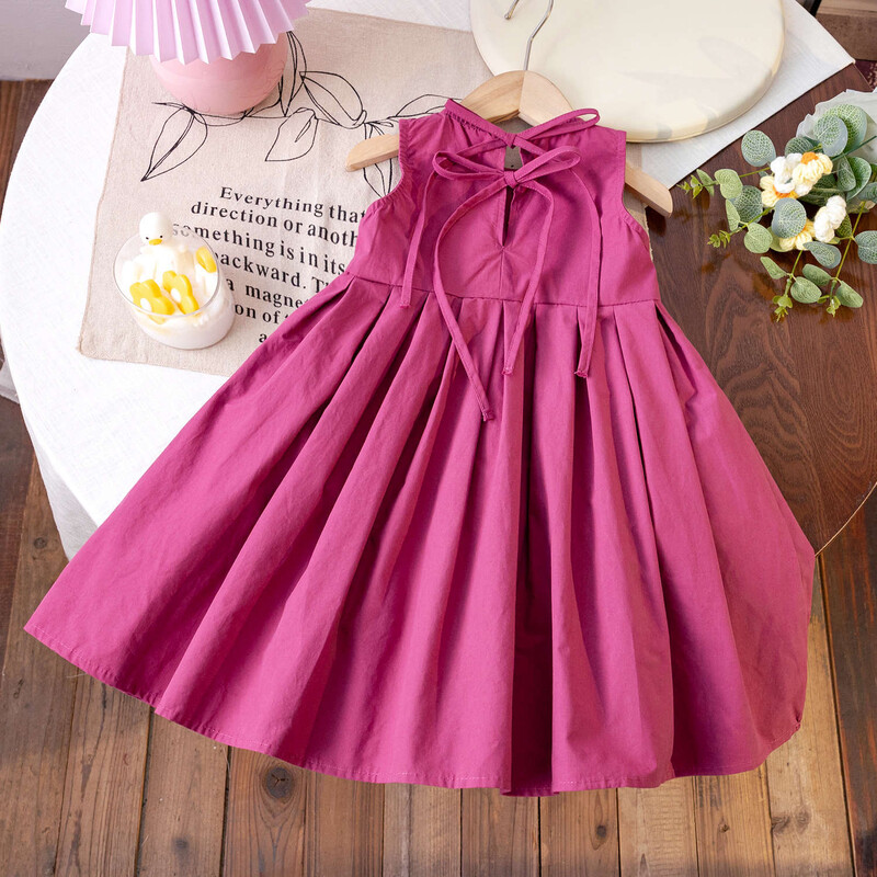 Рокля за момичета Детски дрехи Момичета Бебешки темперамент Рокля на принцеса без ръкави Лятна детска голяма пола Памучен сарафан