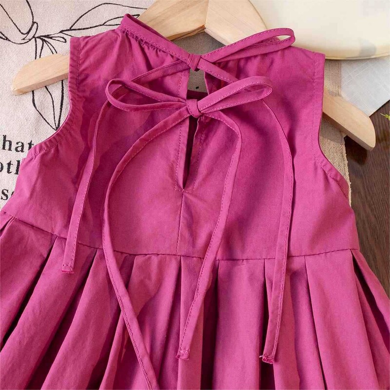 Рокля за момичета Детски дрехи Момичета Бебешки темперамент Рокля на принцеса без ръкави Лятна детска голяма пола Памучен сарафан