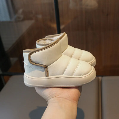 Zimske tople čizme za snijeg Dječje kožne plišane gležnjače Dječaci Djevojčice Pamučne cipele s mekim potplatom Dječja modna obuća za malu djecu