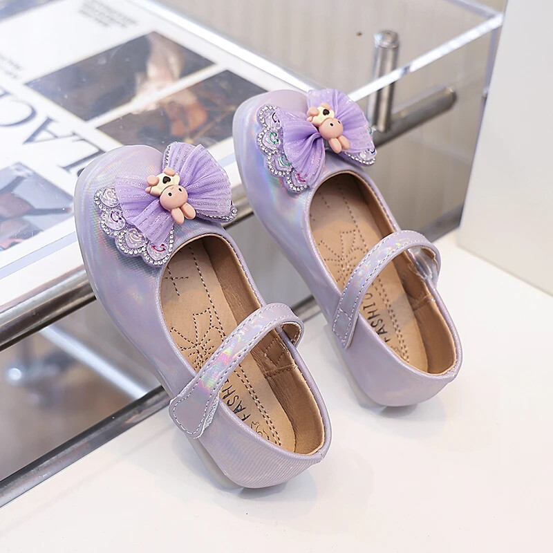 Vöörisõlmega laste esituskingad Laste multifilmi jänkuprintsessi kingad Moodsad tüdrukute nahkkingad 2024. aasta pulmapeoks