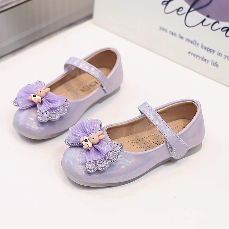 Vöörisõlmega laste esituskingad Laste multifilmi jänkuprintsessi kingad Moodsad tüdrukute nahkkingad 2024. aasta pulmapeoks