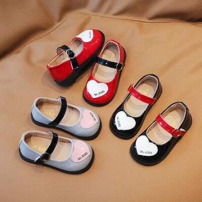 2024 Printesa Fata All Match Patent Leahter Prom Pantofi de petrecere Scoala Fete Prezentare de moda Pantofi Love Toddler Mary Jane Pantofi H07041