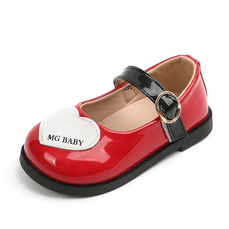 2024 Printsess Girl All Match Patent Leahter Prom Party Kingad Koolitüdrukute moeetendus Kingad Armastus Väikelaps mary jane Kingad H07041