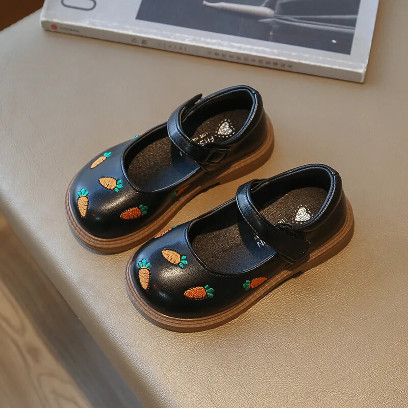 Armsad redismustriga beebitüdruku nahast kingad tikandid koolikingad lastele tüdrukutele Printside ballipeokingad õpilaste jalatsid H06182