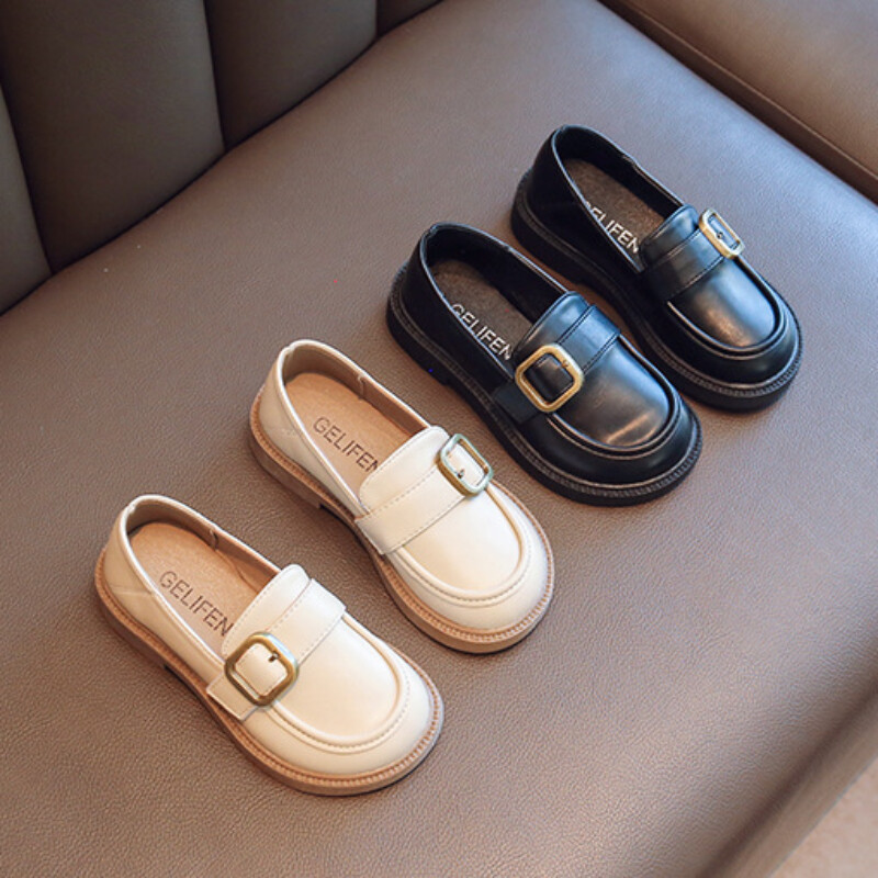 Dječje kožne cipele Proljeće Jesen Svestrane crne cipele za školske djevojčice Modne uzročne dječje princeze Jednostavne natikače Neklizajuće