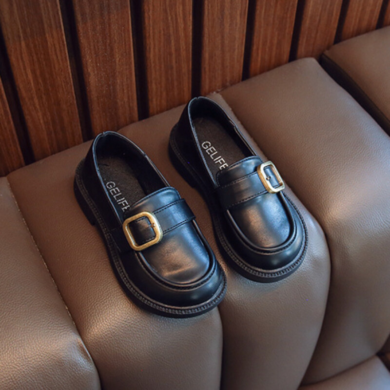 Dječje kožne cipele Proljeće Jesen Svestrane crne cipele za školske djevojčice Modne uzročne dječje princeze Jednostavne natikače Neklizajuće