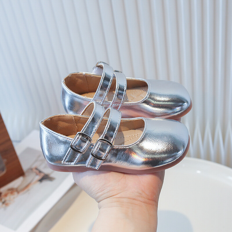 Dječje kožne cipele Proljeće Jesen Moda Dječje cipele za nastup Jednobojne Srebrne cipele za djevojčice Ravne cipele za kauzale Jednostruke cipele