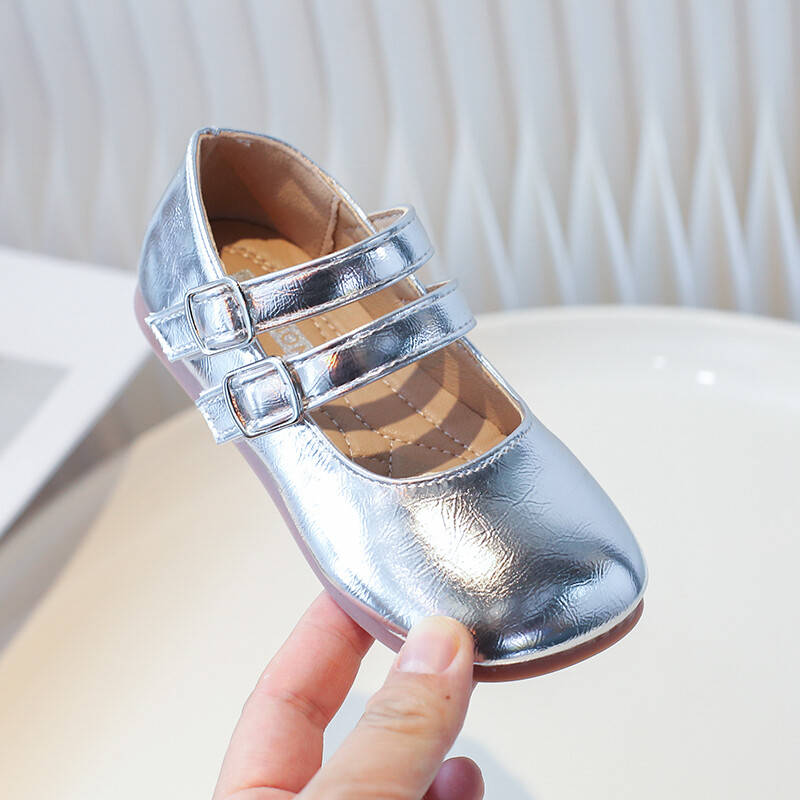 Dječje kožne cipele Proljeće Jesen Moda Dječje cipele za nastup Jednobojne Srebrne cipele za djevojčice Ravne cipele za kauzale Jednostruke cipele