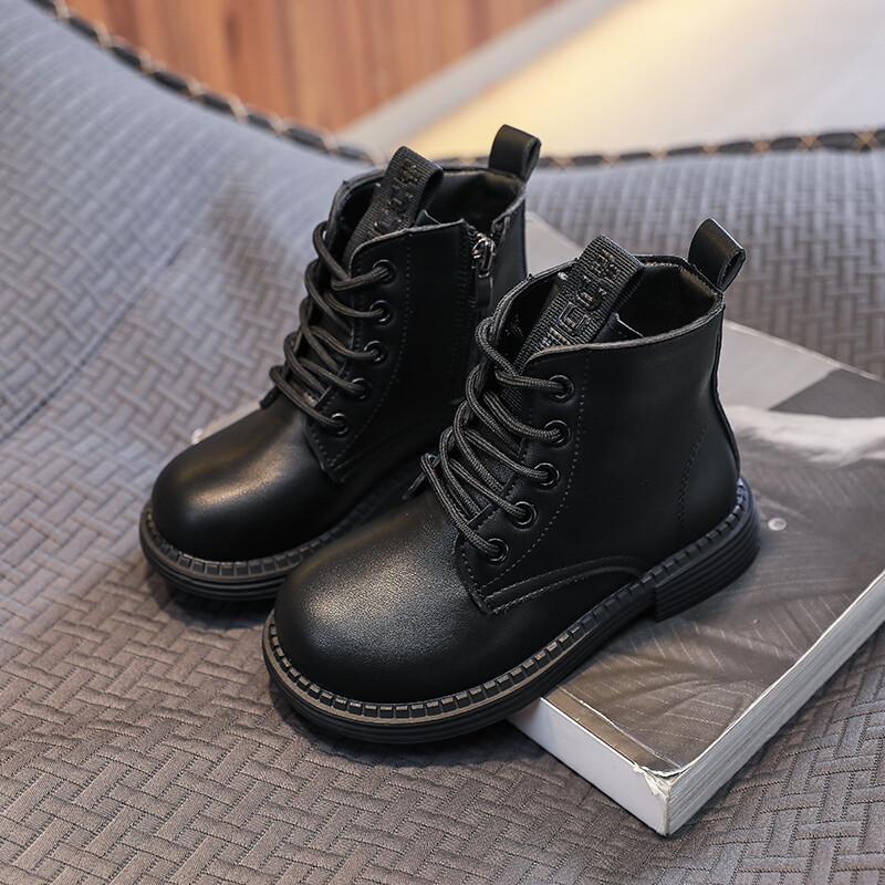 2024 Нова мода кожени ботуши за момичета Прости нехлъзгащи се детски кожени детски ботуши за момчета, ретро, универсални, меки