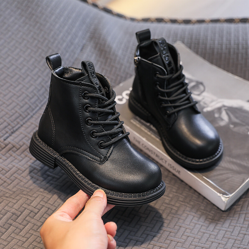 2024 Нова мода кожени ботуши за момичета Прости нехлъзгащи се детски кожени детски ботуши за момчета, ретро, универсални, меки