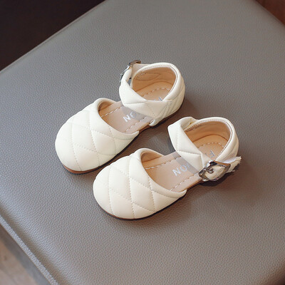 Laste nahast kingad Tüdrukute retro-rombikujuline võre kvaliteetne nahk, pehme tald, libisemisvastane printsessi kingad, suurus 22-36