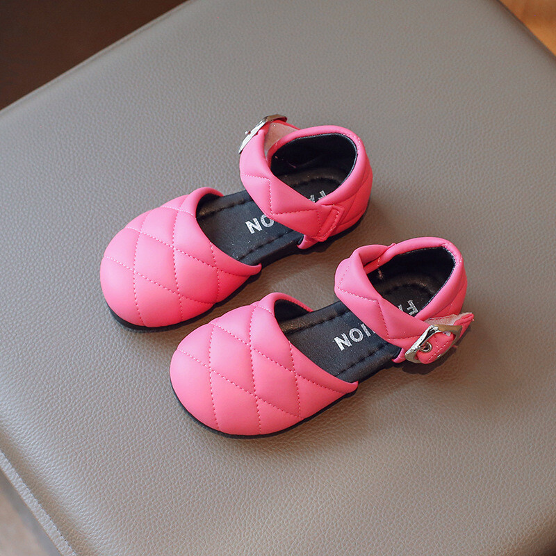 Laste nahast kingad Tüdrukute retro-rombikujuline võre kvaliteetne nahk, pehme tald, libisemisvastane printsessi kingad, suurus 22-36