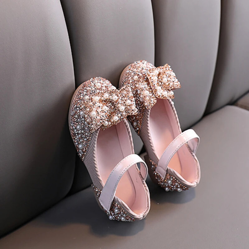 Tüdrukutele Printsess Nahast kingad Madalad lapsed Pärl Mary Jane Kingad Mood Kevad Sügis Laste Korterid Libisemiskindel kleit Mitmekülgne