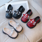 Pearl Water Diamond Pantofi din piele pentru fete, primăvară, toamnă, în aer liber, PU, prințesă, pantofi din piele, mărimea 26-36, sandale de femeie