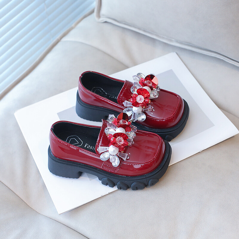 Pearl Water Diamond Pantofi din piele pentru fete, primăvară, toamnă, în aer liber, PU, prințesă, pantofi din piele, mărimea 26-36, sandale de femeie