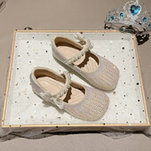 Pantofi pentru copii Pantofi de prințesă cu strasuri pentru fetiță Pantofi Mary Jane cu fundă Pantofi de piele eleganti pentru copii Pantofi de cristal cu talpă moale Zapatos Para Niños