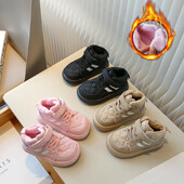 Lastele karusnahaga lumesaapad Poisid Tüdrukud Soojad puuvillased saapad Retro Stripe 2024 Talv Uus mood Laste Lühikesed Saapad Sport Stiil