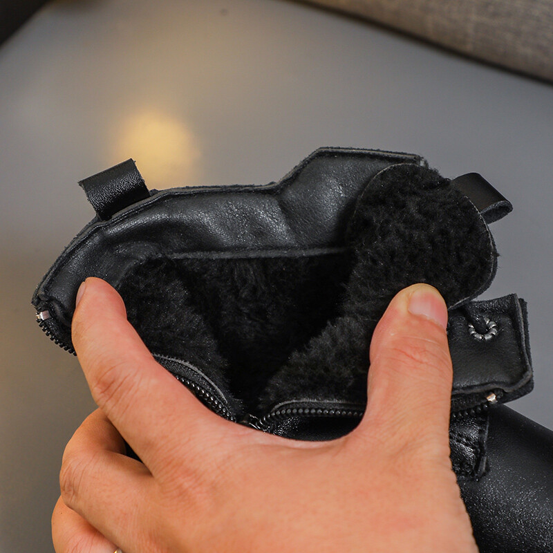 Băiat Cizme negre Fete Copii Pantofi de iarnă Pantofi de pluș cu vârf înalt 2024 Cizme de zăpadă Sporturi noi pentru băiat Fată 4 - 13 ani