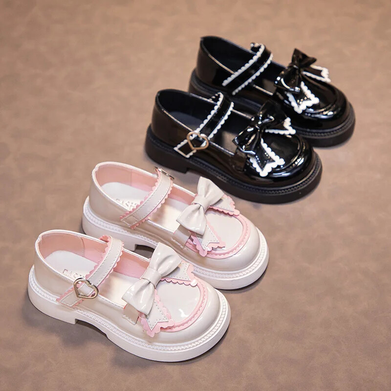 Kožne cipele za djevojke za vjenčanje u britanskom stilu Dječje cipele za školske nastupe Dječje cipele Mary Janes s mašnom