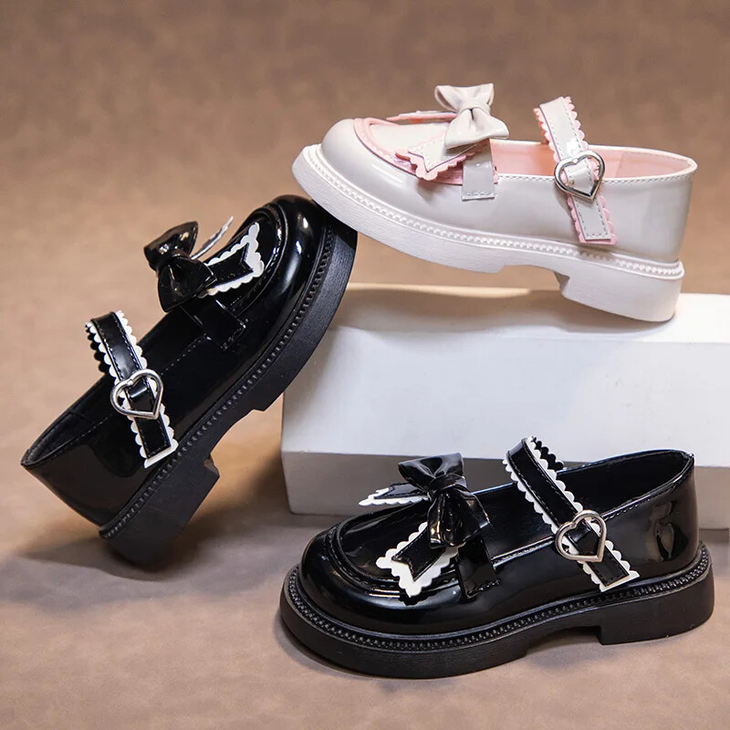 Kožne cipele za djevojke za vjenčanje u britanskom stilu Dječje cipele za školske nastupe Dječje cipele Mary Janes s mašnom