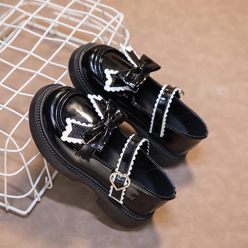 Kožne cipele za djevojke za vjenčanje u britanskom stilu Dječje cipele za školske nastupe Dječje cipele Mary Janes s mašnom