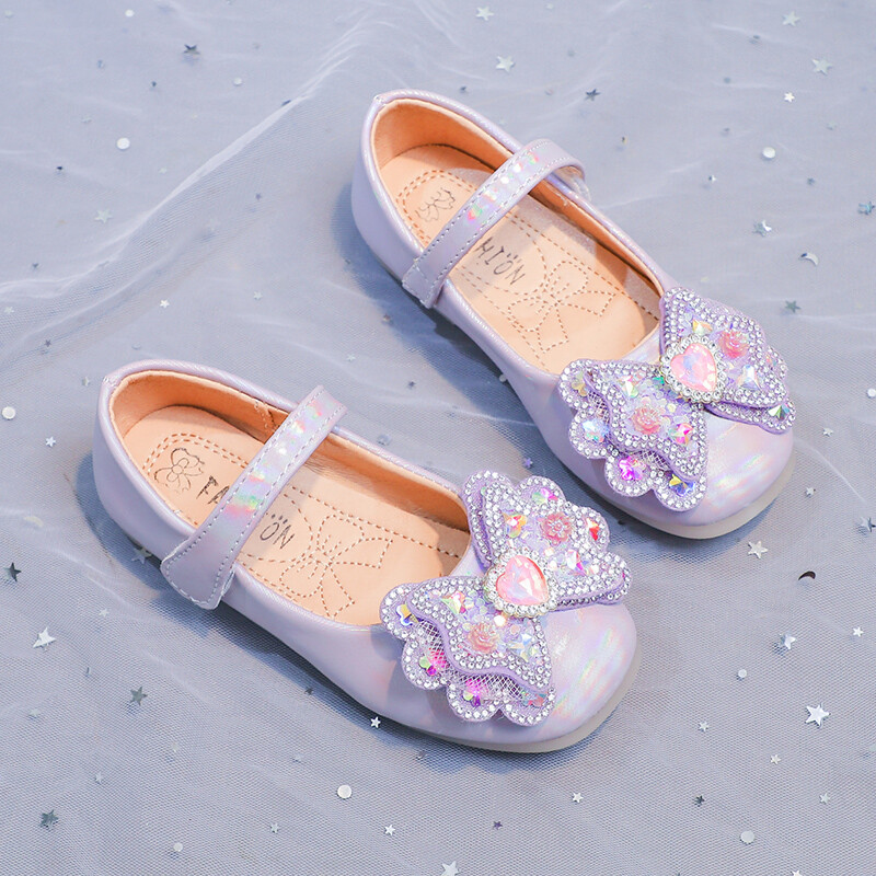 Pantofi din piele pentru fete dulci cu strasuri și fundițe de vară în aer liber PU pentru fete pantofi casual din piele mărimi 26-36 Sandalias De Mujer