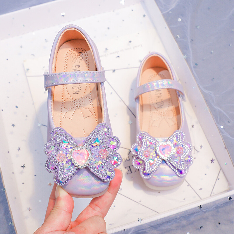 Pantofi din piele pentru fete dulci cu strasuri și fundițe de vară în aer liber PU pentru fete pantofi casual din piele mărimi 26-36 Sandalias De Mujer