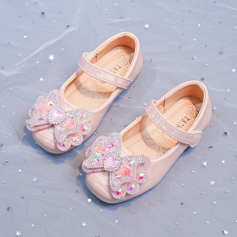 Pantofi din piele pentru fete dulci cu strasuri și fundițe de vară în aer liber PU pentru fete pantofi casual din piele mărimi 26-36 Sandalias De Mujer