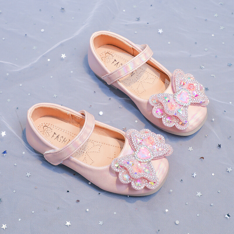 Pantofi din piele pentru fete dulci cu strasuri și fundițe de vară în aer liber PU pentru fete pantofi casual din piele mărimi 26-36 Sandalias De Mujer
