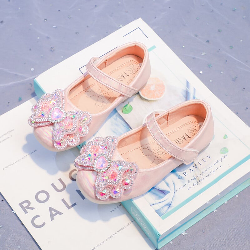 Pantofi din piele pentru fete dulci cu strasuri și fundițe de vară în aer liber PU pentru fete pantofi casual din piele mărimi 26-36 Sandalias De Mujer